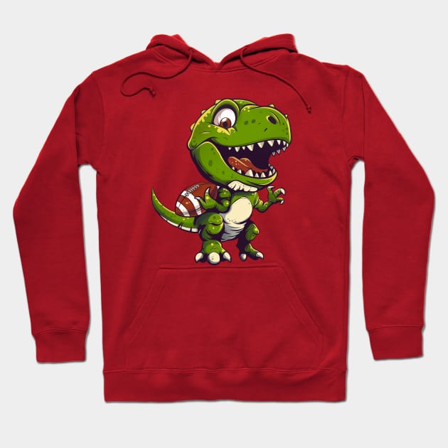 Funny Dino Playing American Football Hoodie by Wintrly